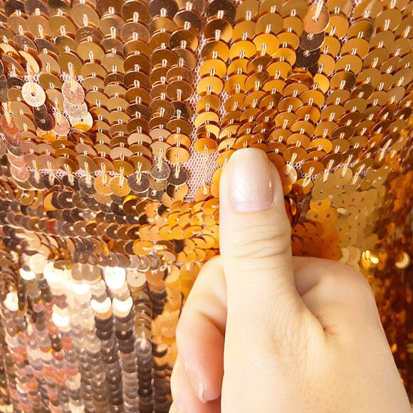 Mac Duggal Copper Sequin One Sleeve High Slit Dress 6 NWT - Picture 10 of 11